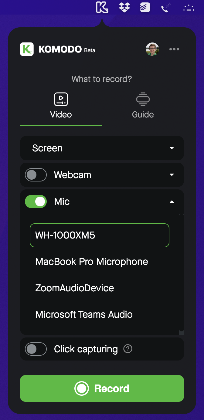 how to record a meeting screenshot